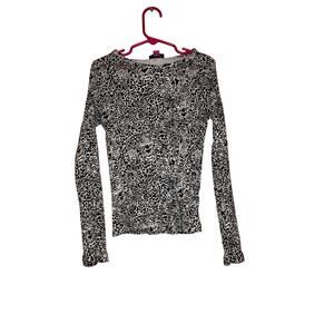 Vince Camuto Animal Print Long Sleeve Ribbed Top Size 10
